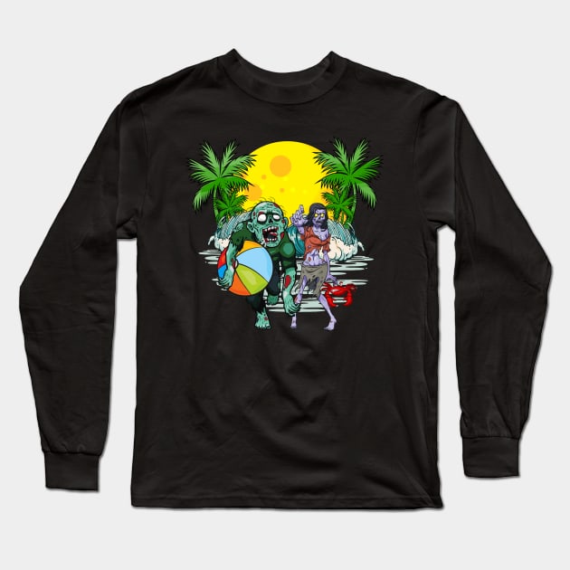 Zombie Beach Party Long Sleeve T-Shirt by TheJollyMarten